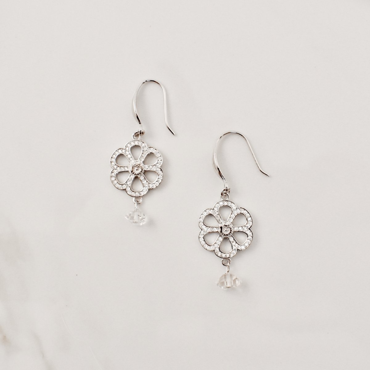 Sterling Silver Micro Ferris Wheel Earring with Herkimer Diamond - Minkaa Daisy