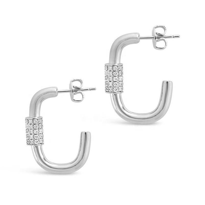 Gold Plated Sterling Silver Oval Locking Minkaa Hoops - Minkaa Daisy