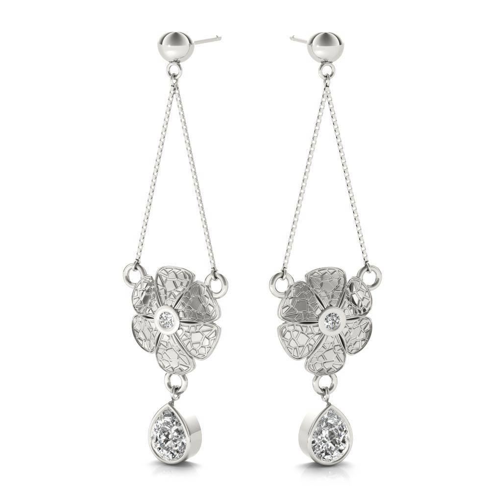 Sterling Silver Passionate & Pear Daisy Long Earrings - Minkaa Daisy