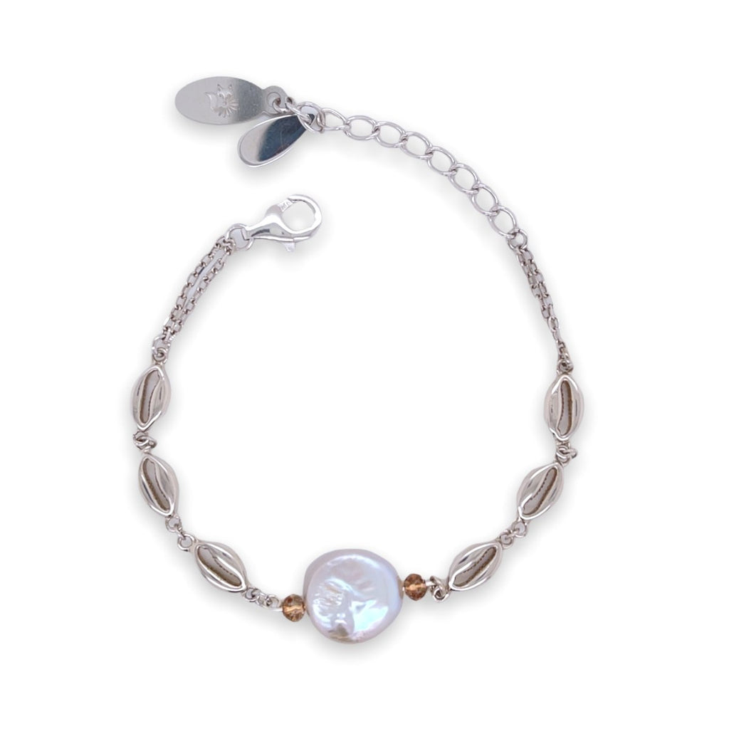 Sterling Silver Shelly Coin Pearl Bracelet - Minkaa Daisy