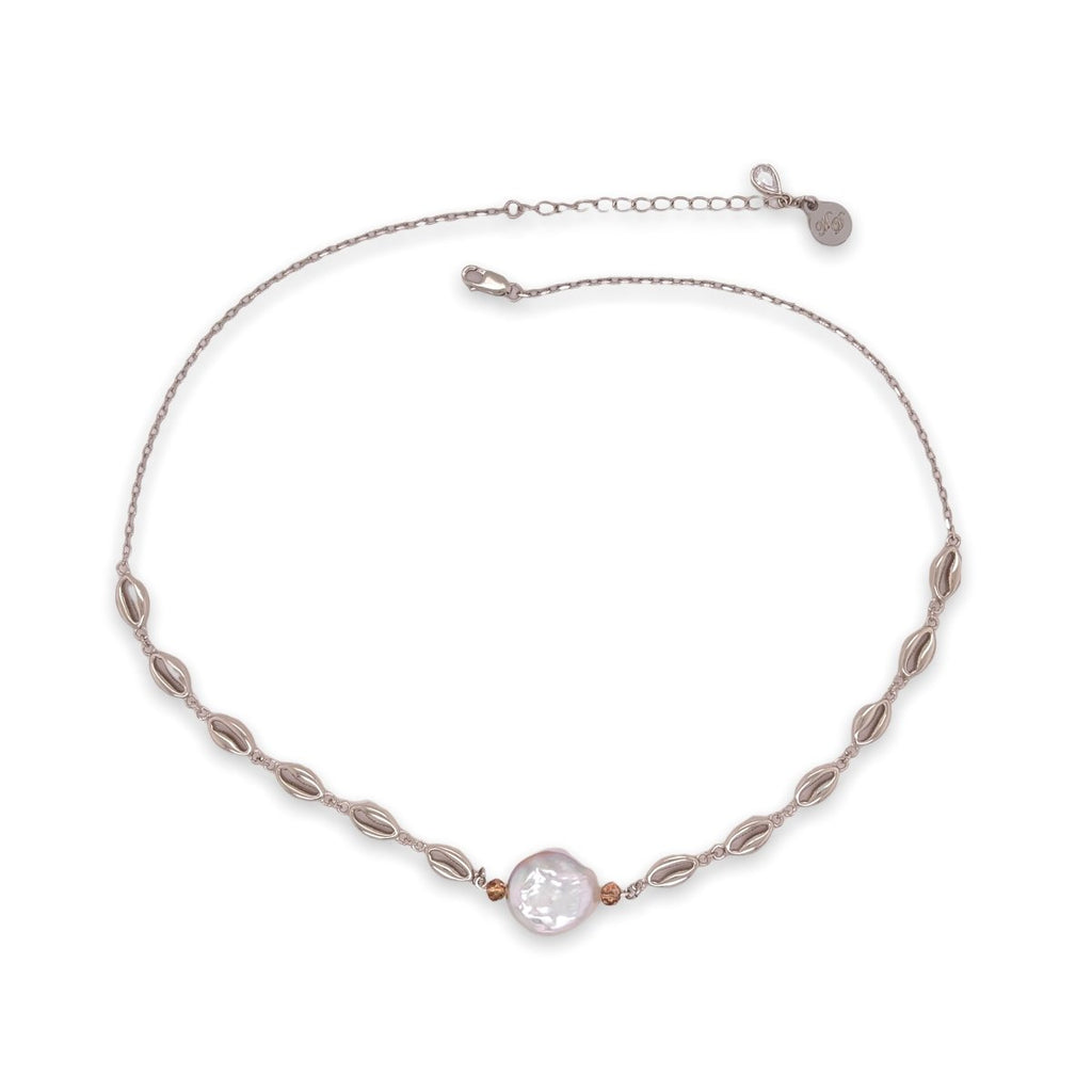Sterling Silver Shelly Coin Pearl Necklace - Minkaa Daisy