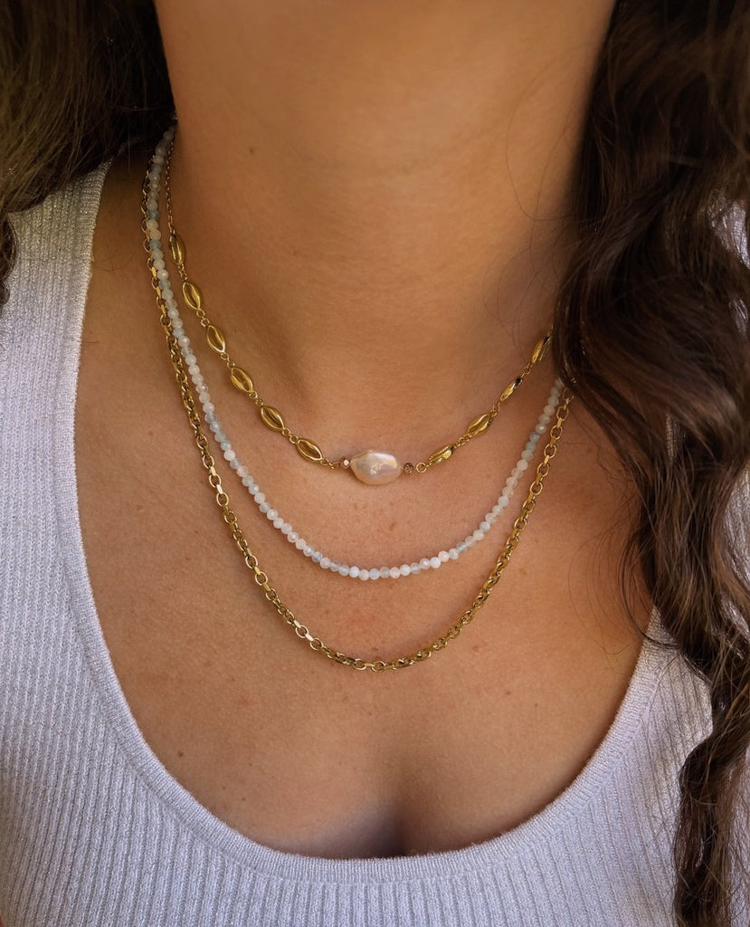 Sterling Silver Shelly Coin Pearl Necklace - Minkaa Daisy