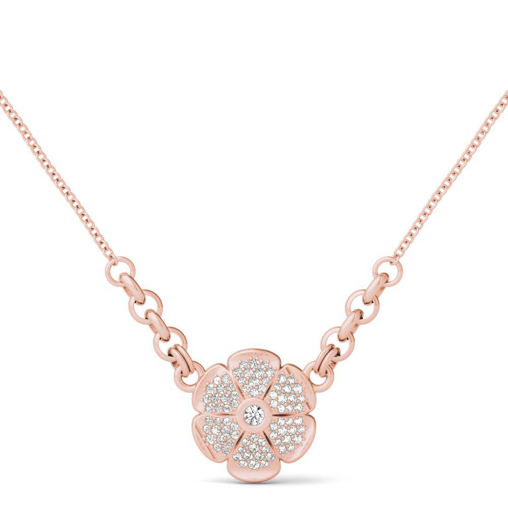 Sterling Silver Sparkling Minimalist Pave Daisy Necklace - Minkaa Daisy