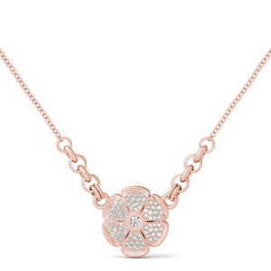 Sterling Silver Sparkling Minimalist Pave Daisy Necklace - Minkaa Daisy