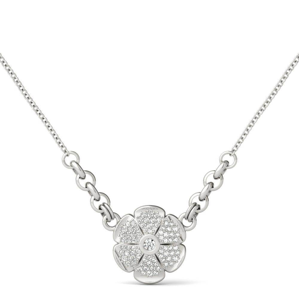 Sterling Silver Sparkling Minimalist Pave Daisy Necklace - Minkaa Daisy