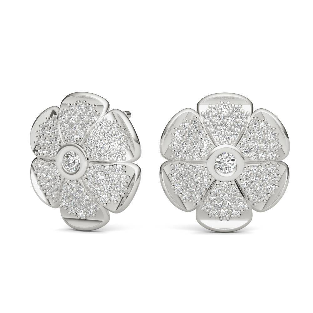 Sterling Silver Sparkling Pave Daisy Earring - Minkaa Daisy