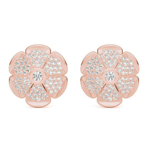 Sterling Silver Sparkling Pave Daisy Earring - Minkaa Daisy