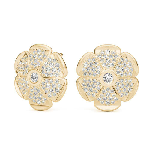 Sterling Silver Sparkling Pave Daisy Earring - Minkaa Daisy