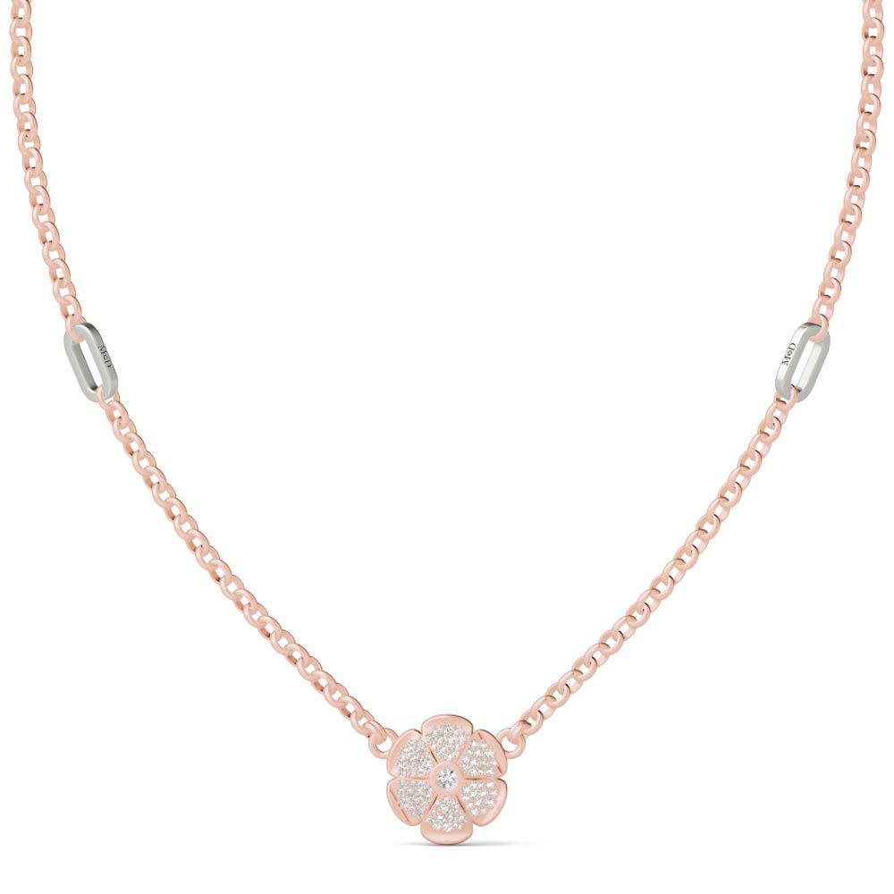Sterling Silver Sparkling & Powerful Pave Daisy Necklace - Minkaa Daisy