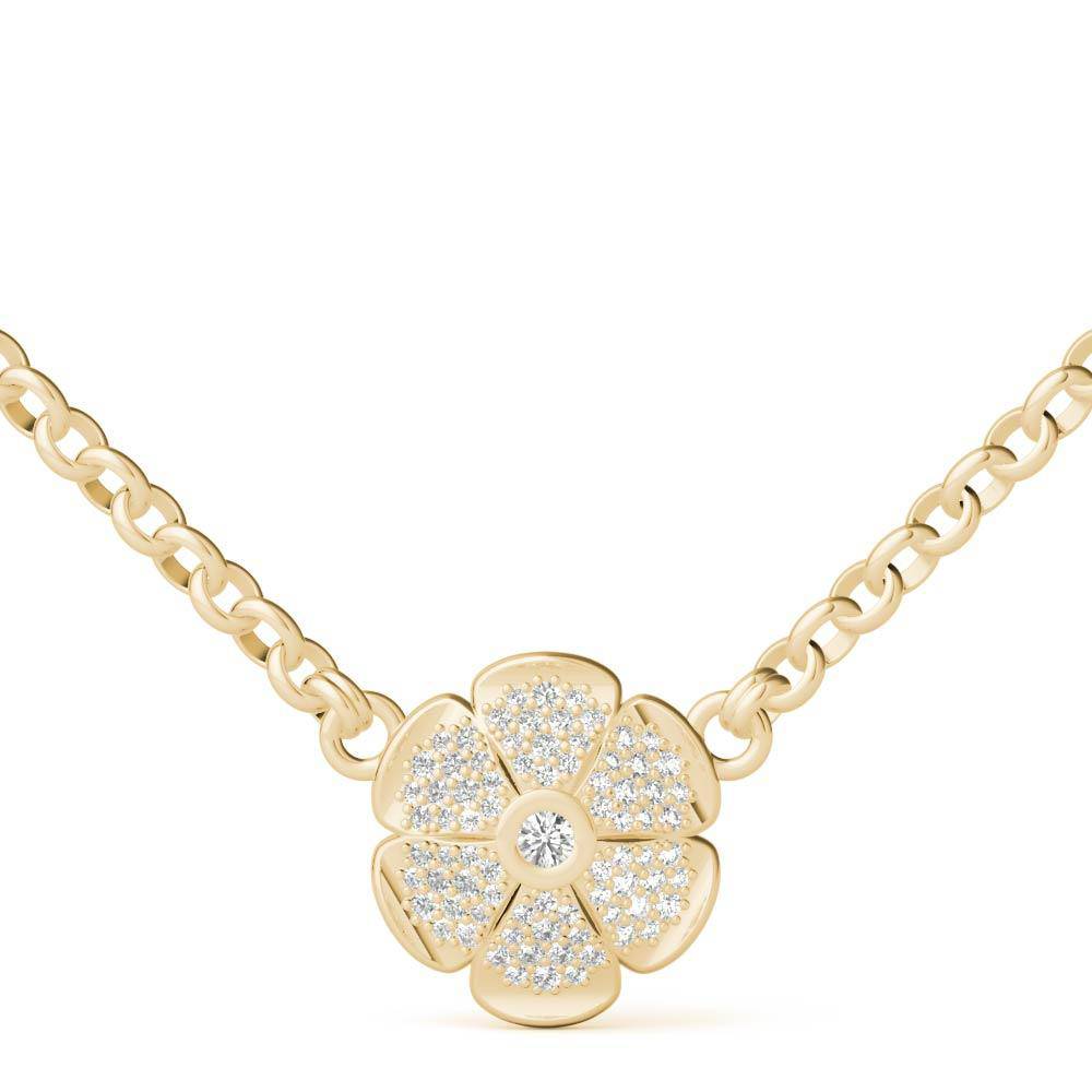 Sterling Silver Sparkling & Powerful Pave Daisy Necklace - Minkaa Daisy
